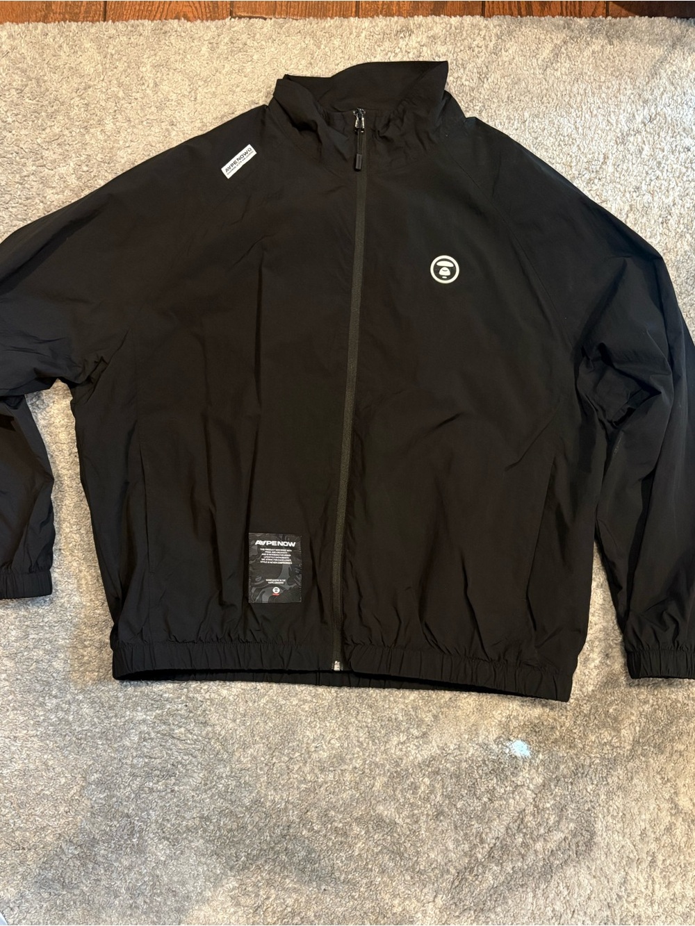 Bape Black Zip-Up Windbreaker with Subtle Logo